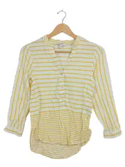 Vorschaubild 1 von Damen Bluse Gr. 34/XS Gestreift Gelb Weiß Viskose 3/4-Arm