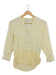 Vorschaubild 2 von Damen Bluse Gr. 34/XS Gestreift Gelb Weiß Viskose 3/4-Arm