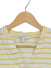 Vorschaubild 3 von Damen Bluse Gr. 34/XS Gestreift Gelb Weiß Viskose 3/4-Arm