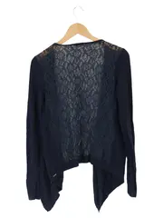 Vorschaubild 2 von Damen Strickjacke Blau Gr. 38/M Elegant mit Spitze