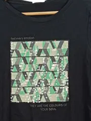 Vorschaubild 3 von Damen Langarmshirt Pailletten-Print Gr. 38 Schwarz Casual