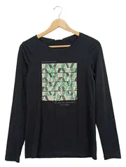 Vorschaubild 1 von Damen Langarmshirt Pailletten-Print Gr. 38 Schwarz Casual