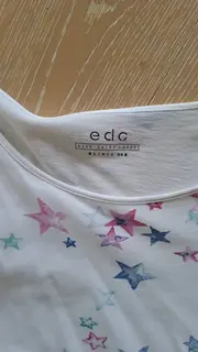 Vorschaubild 4 von EDC Damen T-Shirt Sternenmuster Weiß Gr. 40/L Casual Kurzarm