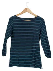 Vorschaubild 1 von Damen Langarmshirt Gestreift Blau Gr. XS 34 Baumwolle