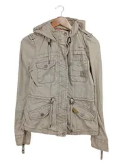 Vorschaubild 1 von Damen Leichte Jacke Beige Gr. 34/XS Baumwolle Casual Kapuze