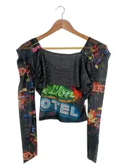 Vorschaubild 1 von Damen Mesh Shirt Neon-Print Gr. 36/S Streetwear Top