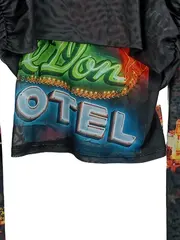 Vorschaubild 2 von Damen Mesh Shirt Neon-Print Gr. 36/S Streetwear Top