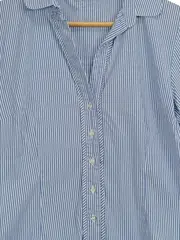 Vorschaubild 5 von Damen Bluse Gestreift Blau Gr. 38 Baumwolle Kurzarm Casual