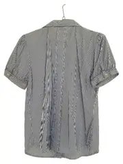 Vorschaubild 2 von Damen Bluse Gestreift Blau Gr. 38 Baumwolle Kurzarm Casual