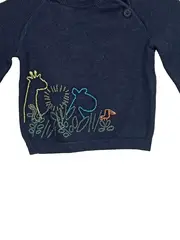 Vorschaubild 2 von Baby Pullover Gr. 62 Blau Tiermotiv Stickerei Langarm