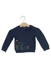 Vorschaubild 1 von Baby Pullover Gr. 62 Blau Tiermotiv Stickerei Langarm