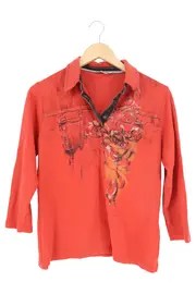 Vorschaubild 1 von Damen Poloshirt Gr. 40/M Rot 3/4-Arm Casual Grafischer Print