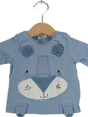 Vorschaubild 4 von Baby Langarmshirt Bär Motiv Blau Gr. 59/62 Baumwolle