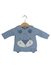 Vorschaubild 2 von Baby Langarmshirt Bär Motiv Blau Gr. 59/62 Baumwolle