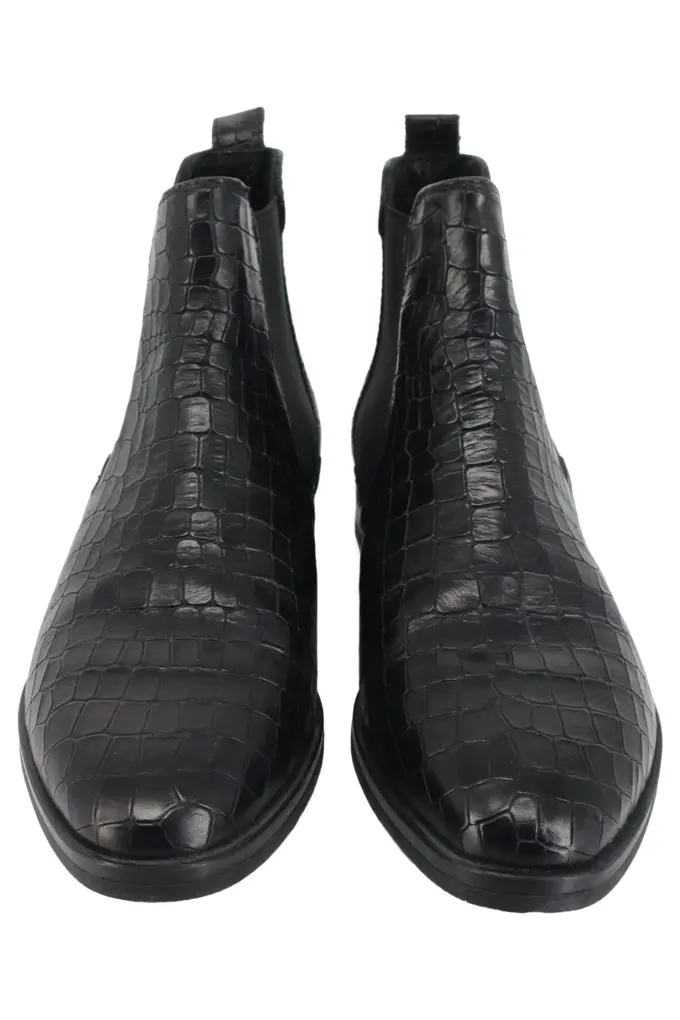 HELEN BILLKRANTZ Damen Stiefelette 37 Schwarz Kroko-Optik Elegant