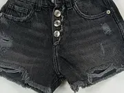 Vorschaubild 3 von Kinder Jeans Shorts Schwarz Destroyed Look Gr. 116 Knopfleiste