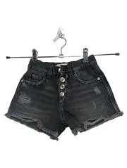 Vorschaubild 1 von Kinder Jeans Shorts Schwarz Destroyed Look Gr. 116 Knopfleiste