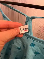 Vorschaubild 2 von Mädchen Sommerkleid Trägerkleid Palmen Türkis Gr. 146/152