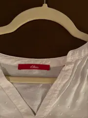 Vorschaubild 6 von Damen Langarmshirt Gr. 40/L Weiß Casual Punkte V-Ausschnitt