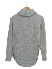 Vorschaubild 2 von Damen Pullover Grau 34/XS Zopfstrick Rollkragen Baumwolle