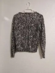 Vorschaubild 2 von Damen Strickjacke Zebra Muster Schwarz Weiß Gr. M Animal Print