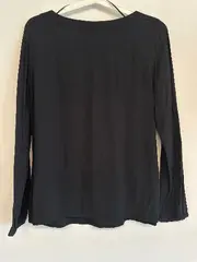 Vorschaubild 2 von Damen Langarmshirt Bluse Gr. 34/XS Schwarz Viskose Basic