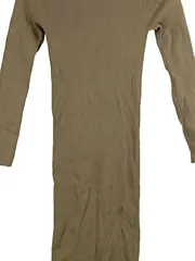 Vorschaubild 2 von Strickkleid Damen Gr. S Rippstrick Midi Langarm Beige