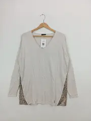 Vorschaubild 2 von TAIFUN Damen Pullover Beige UNI V-Ausschnitt Pailletten Langarm Casual