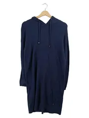 Vorschaubild 1 von Damen Strickkleid Kapuze Hoodie Blau Gr. XS