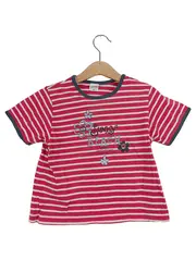 Vorschaubild 1 von Mädchen T-Shirt Gr. 92 Rosa Gestreift Blumenprint Kurzarm
