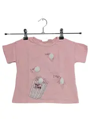 Vorschaubild 1 von Baby Girl T-Shirt Popcorn Motiv Rosa Gr. 98 Pompom Applikation