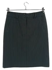 Vorschaubild 1 von Damen Bleistiftrock Gr. 36 S Grau Gestreift Business Büro