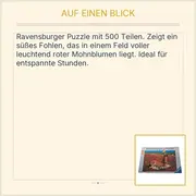 Vorschaubild 3 von Puzzle Fohlen in Mohnblumen 500 Teile Pferd Blumenwiese