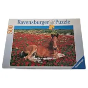 Vorschaubild 1 von Puzzle Fohlen in Mohnblumen 500 Teile Pferd Blumenwiese