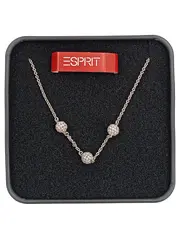 Vorschaubild 1 von Damen Collier Halskette Silber Elegant Strass Kugeln 45cm