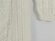 Vorschaubild 4 von Kinder Pullover Strickkleid Gr. 116 Weiß Zopfmuster