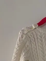 Vorschaubild 2 von Kinder Pullover Strickkleid Gr. 116 Weiß Zopfmuster