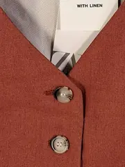 Vorschaubild 2 von Leichte Weste Damen Leinen Business Klassisch Braun Gr. 38 M
