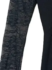 Vorschaubild 2 von Damen Langarmshirt Schwarz Spitze Zierknöpfe Gr. 38/M UK 10