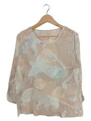 Vorschaubild 1 von Damen Hemdbluse Langarm Mehrfarbig Animal-Print Gr. M