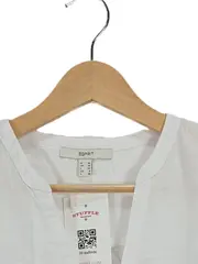 Vorschaubild 2 von Damen Bluse Weiß Gr. 36 S Langarm V-Ausschnitt Baumwolle