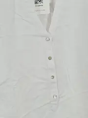 Vorschaubild 3 von Damen Bluse Weiß Gr. 36 S Langarm V-Ausschnitt Baumwolle