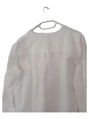 Vorschaubild 5 von Damen Bluse Weiß Gr. 36 S Langarm V-Ausschnitt Baumwolle