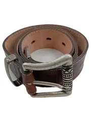 Vorschaubild 1 von Ledergürtel Herren Braun Gr. 80 Vintage Logo Prägung Silber Schnalle