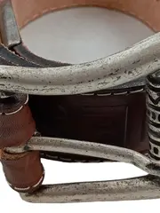 Vorschaubild 3 von Ledergürtel Herren Braun Gr. 80 Vintage Logo Prägung Silber Schnalle