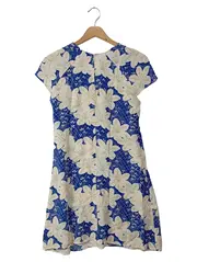 Vorschaubild 2 von Damen Freizeitkleid Gr. 34/XS Blau Blumenmuster Vintage Kurzarm