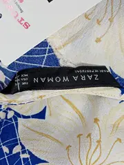 Vorschaubild 3 von Damen Freizeitkleid Gr. 34/XS Blau Blumenmuster Vintage Kurzarm