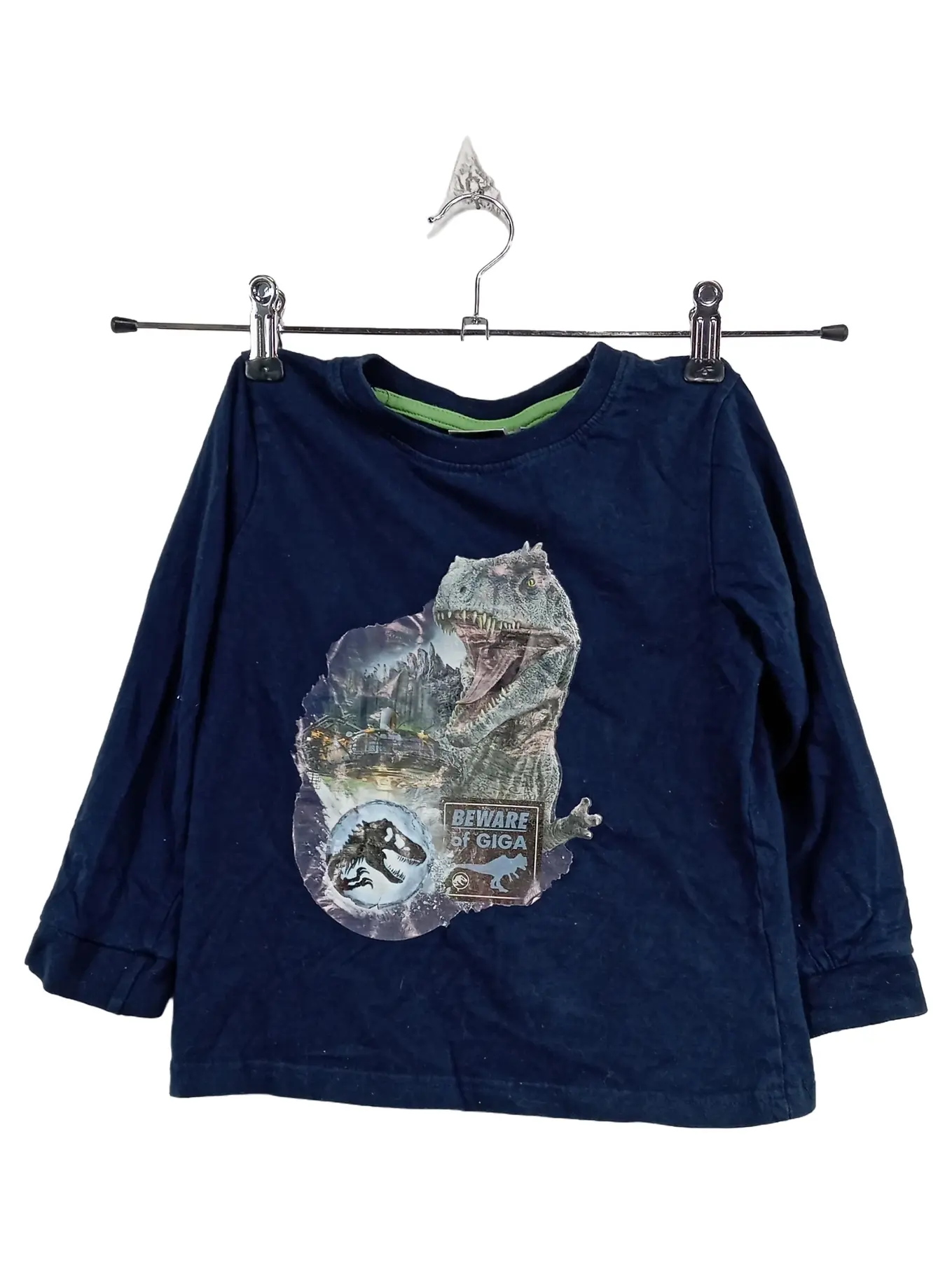 JURASSIC WORLD Langarmshirt Kinder Blau Dino Monster Gr. 116 Stoff