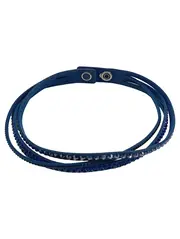 Vorschaubild 1 von Damen Armband Blau Elegant Strass Leder Wickelarmband