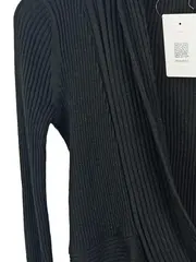 Vorschaubild 2 von Damen Strickjacke Cardigan Wasserfallkragen Rippstrick Schwarz Gr. XS/34